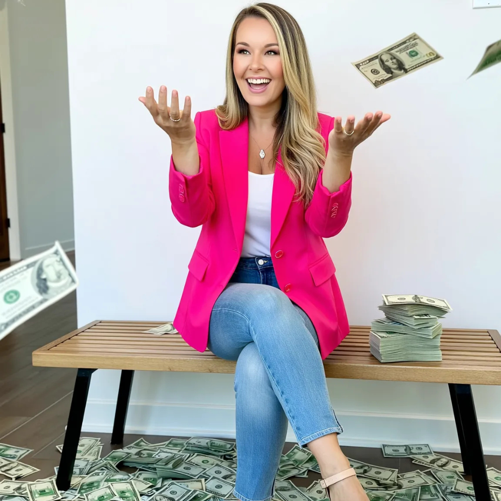 Boutique brand owner celebrating revenue growth